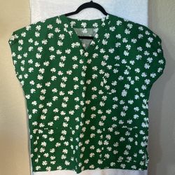 Ladies Shamrock scrub top-size L/XL
