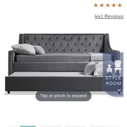 Chloe Full Gray Upholstered Daybed with Twin Trundle