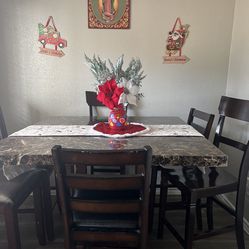 Brown Marble Table With 4 Chairs Only 
