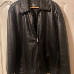 GUESS Leather Coat Men Medium 