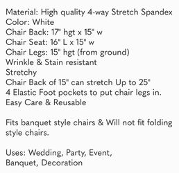 2 Stretch Covers For Chairs Stretchy Spandex Chair Cover For Weddings & Parties  Thumbnail