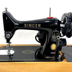 Vintage Singer 99 Sewing Machine in Cabinet w/ Light & Pedal 1955 Works Great