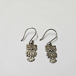 Sterling Silver Owl Earrings 
