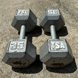 (2) 35lb TSA Hexagon Dumbbell Weights 