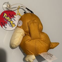 1998 Nintendo Pokemon Bath Sponge Buddie Psyduck Suction Cup Toy Duck 5" New