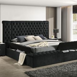 Brand new king size tufted storage bedframe 