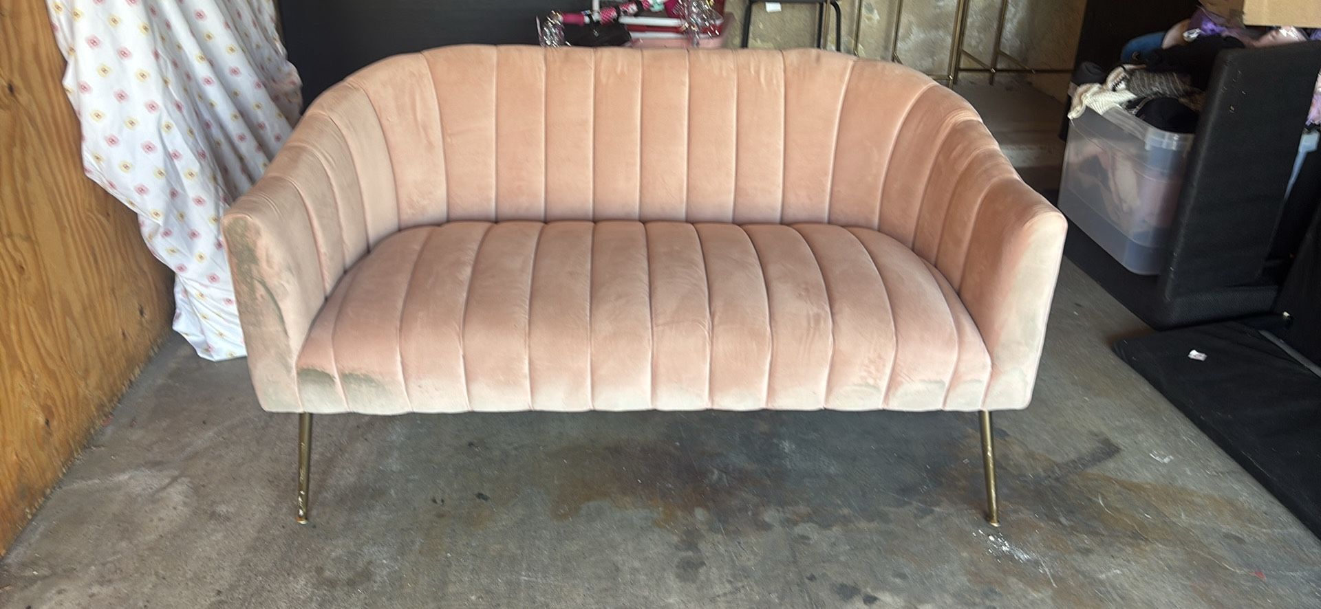 Pink Velvet Loveseat