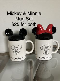 Mickey And Minnie Mugs Set with Ears Topper