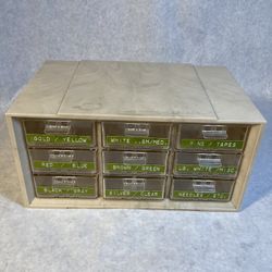 Vintage Akro Mils plastic nine drawer storage organizer cabinet.