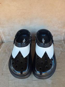 Crocs Wednesday Stomp Clog Platform Shoes Black White Size Women's Men's No Charms