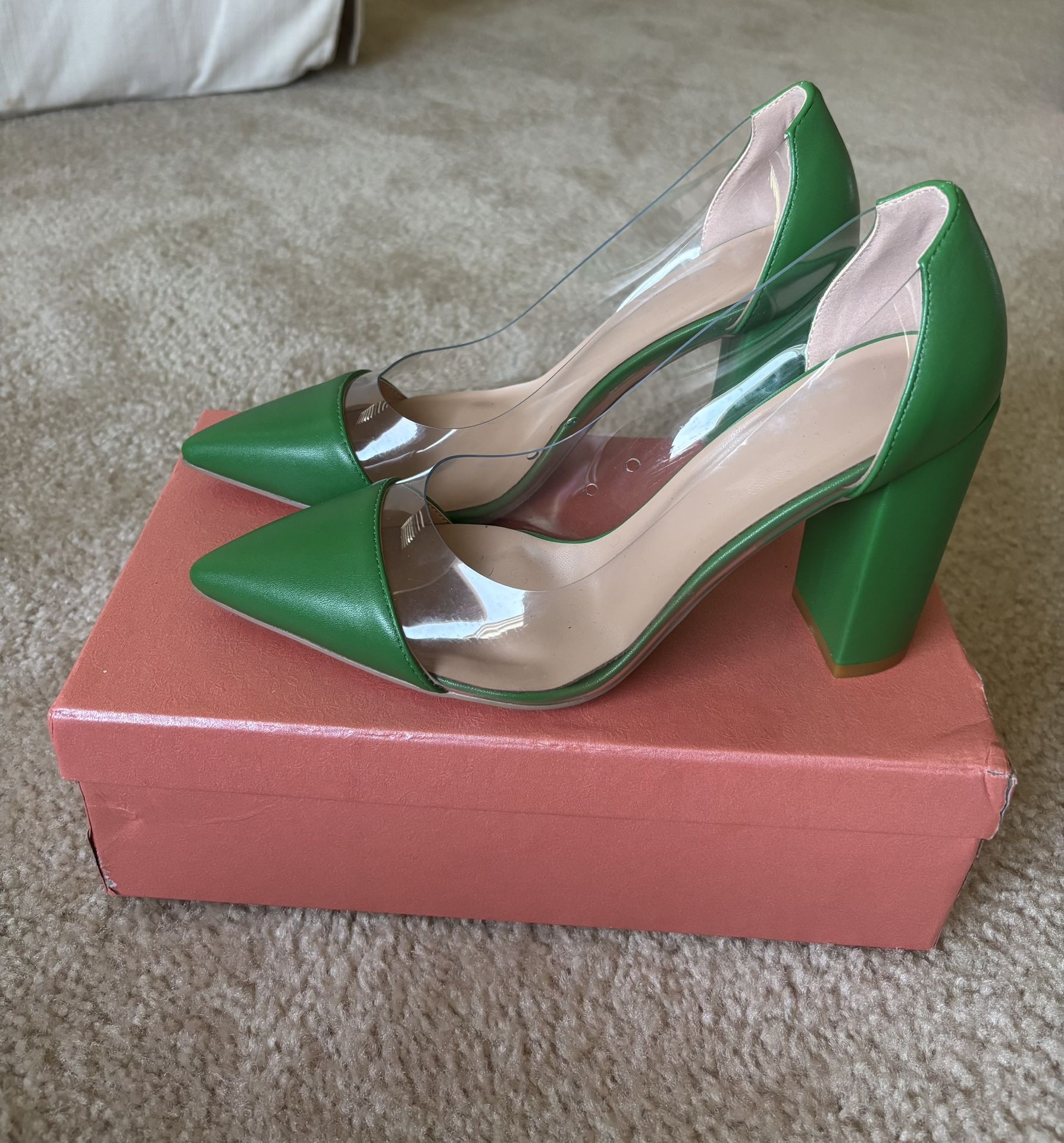 Brand New Never Worn Clear Block Heels