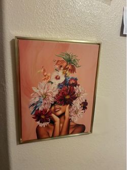 Framed Floral Wall Art – Pink Flower Vase Canvas Decor