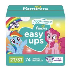 Pampers Easy Ups Training Underwear Girls, Size 4, 2T-3T, 74 ct
