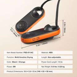 280】Portable Shoe Dryer Electric Boot Dryer 6-Watt Deodorized Boot Warmers/Dryer with Quick and even drying black and orange