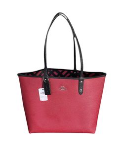 NWT Coach Reversible Large Red and Black City Tote Bag 