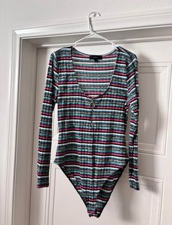 Forever 21 Striped Long Sleeve Bodysuit