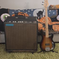 Late 70s-Early 80s Yamaha B100-115se bass amp + ealry/mid 80s New York Pro bass