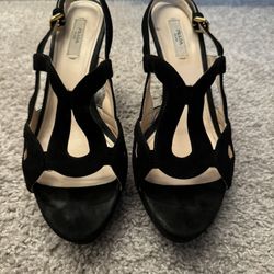 Prada Black Suede Slingback Heels EU38