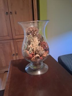 Glass vase and all the potpourri , goes with it and decorations