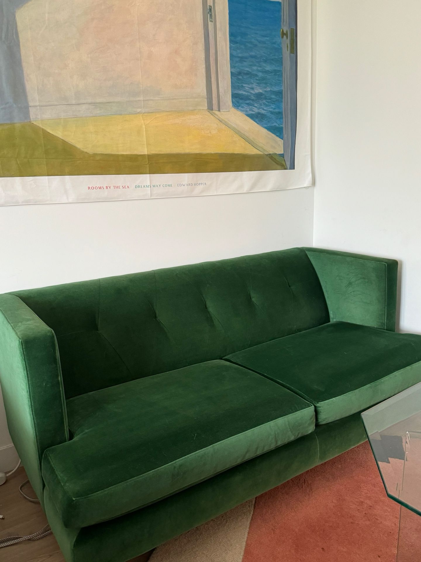 CB2 Avec Green Velvet Sofa 