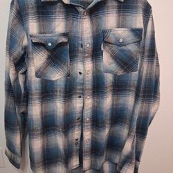 Relaxed Fit Carhartt Shadow Blue Pearl Snap Long Sleeve Flannel.