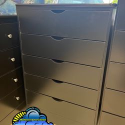 Katy Black Dresser New Chest Compressed Wood