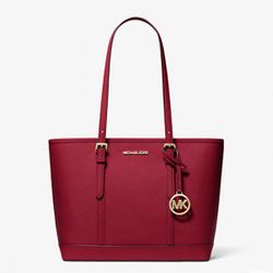 Michael Kors Red Leather Large Travel Tote