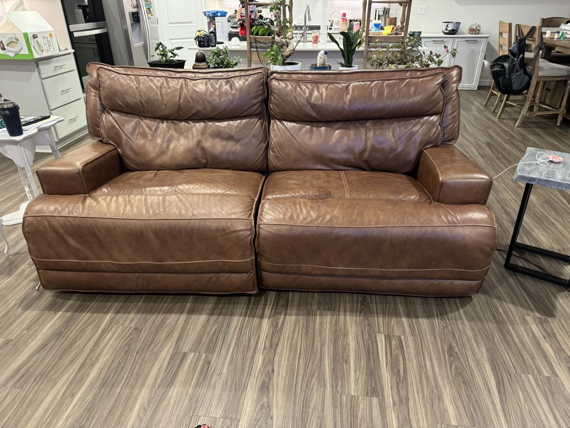 Motorized Reclining Leather Sofa