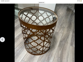 Brushed Gold Glass Accent Table – 19” Round x 24” Tall