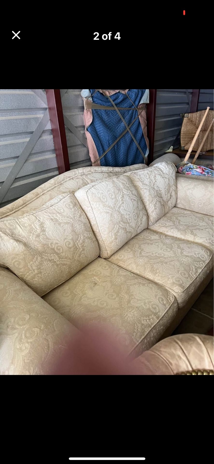 FREE - WHITE FABRIC SOFA - LEATHER SOFA - FILE CABINET - 2 NIGHT STANDS