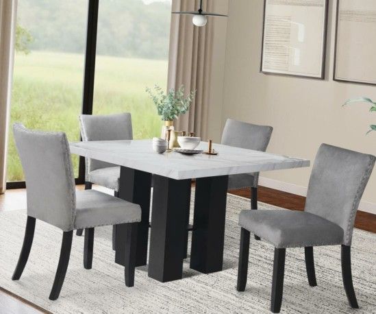 *Brand New * 5 pc Marble Counter Height Set