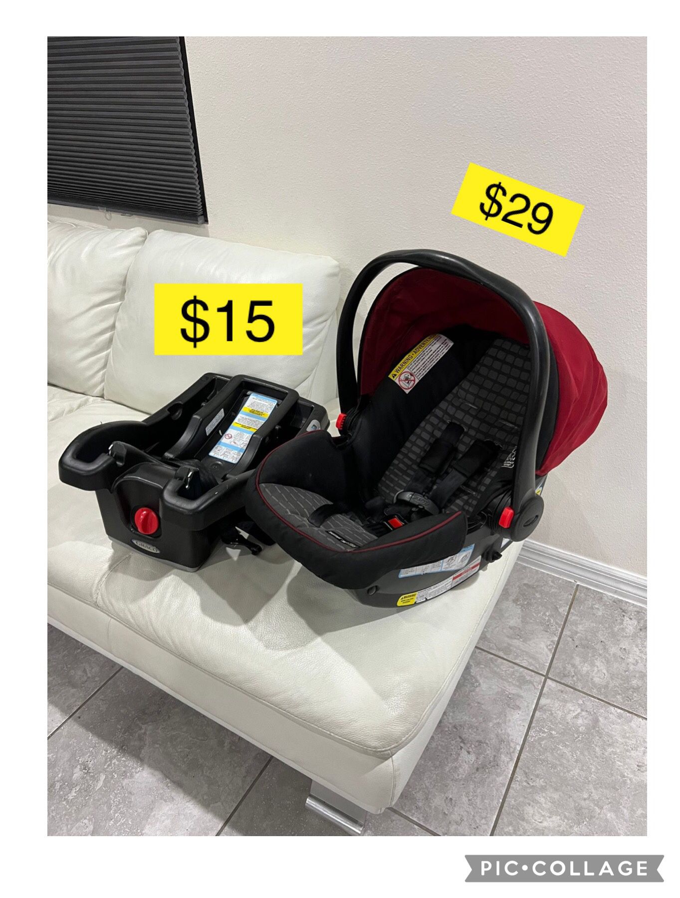 Graco Infant car seat $29, base $15 / Porta bebe carro, silla $29, base $15