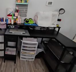Cricut Machines, HTVRONT Auto Heat Press Machine, L Shape Desk And Heavy Duty Work Table
