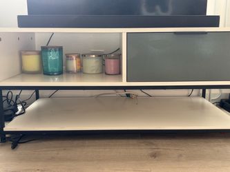 White TV Stand with Drawer and Shelves