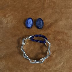 Cuff Bracelet And Pair Of Earrings 