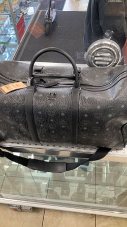 MCM Large Black Logo Print Duffel Bag Black
