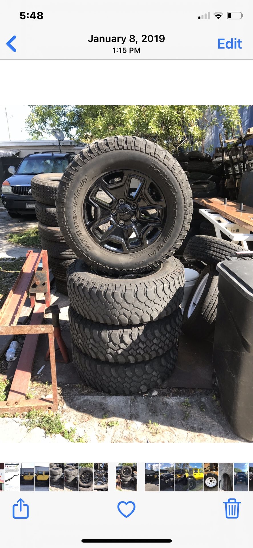 Jeep Willy OEM Rims With BF Goodrich All Terrain Tire’s 17” Asking $700.00 OBO