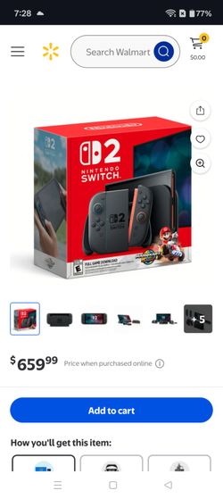 NEW Nintendo Switch 2 With Mario Kart Download Plus game case