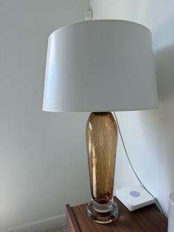 Pair Studio A Hand-Blown Polish Art Glass Lamps – Amber