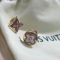 Louis Vuitton Rose Gold Irregular Pink Stud Earrings for Sale in Los