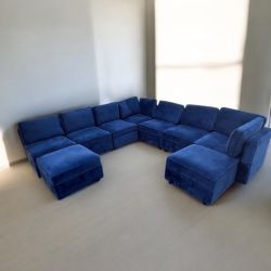 🛋  Blue Modular Sectional Sofa 🚚 DELIVERY AVAILABLE