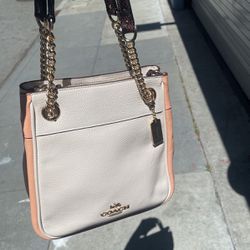 New White And Pink Coach Bag