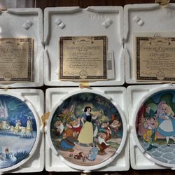 Three Disney Collectible Plates With Certificates