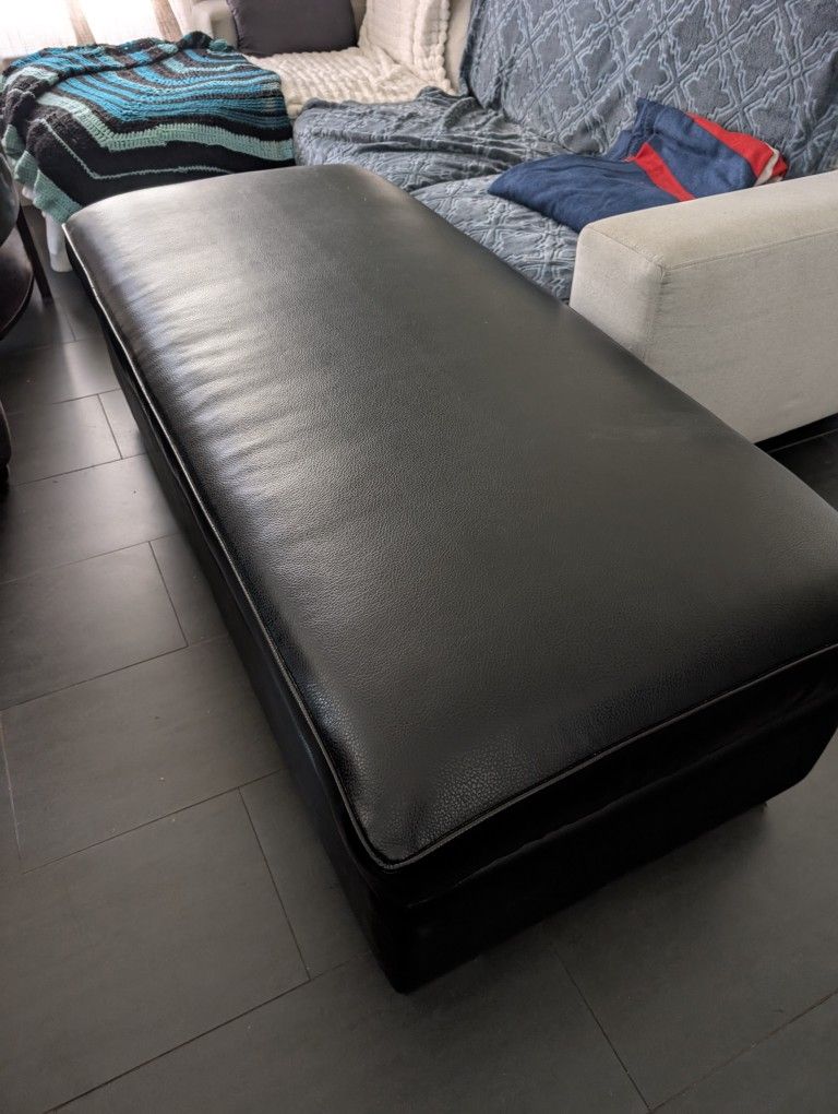 Luxury Storage Bench Ottoman - Black