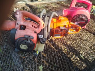 Like new chainsaw and 2 blowers