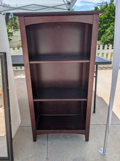 Three shelf wood bookcase