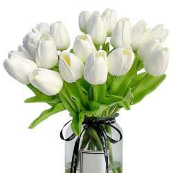 New 40pcs white real touch tulip flowers 