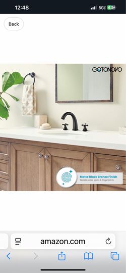 gotonovo 8 inch Widespread Bathroom Sink Faucet Fixtures Bathroom Faucets for Sink 3 Hole 2 Cross   Black  Bronze A8 BL