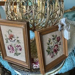 Pair Of Small Needlepoint Pics