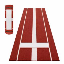 #R1 10 x 3 ft Softball Pitching Mat,Baseball Practice Mat with Rubber Base and Denser Anti-Fade Turf for Outdoor and Indoor Use, Red $ 60